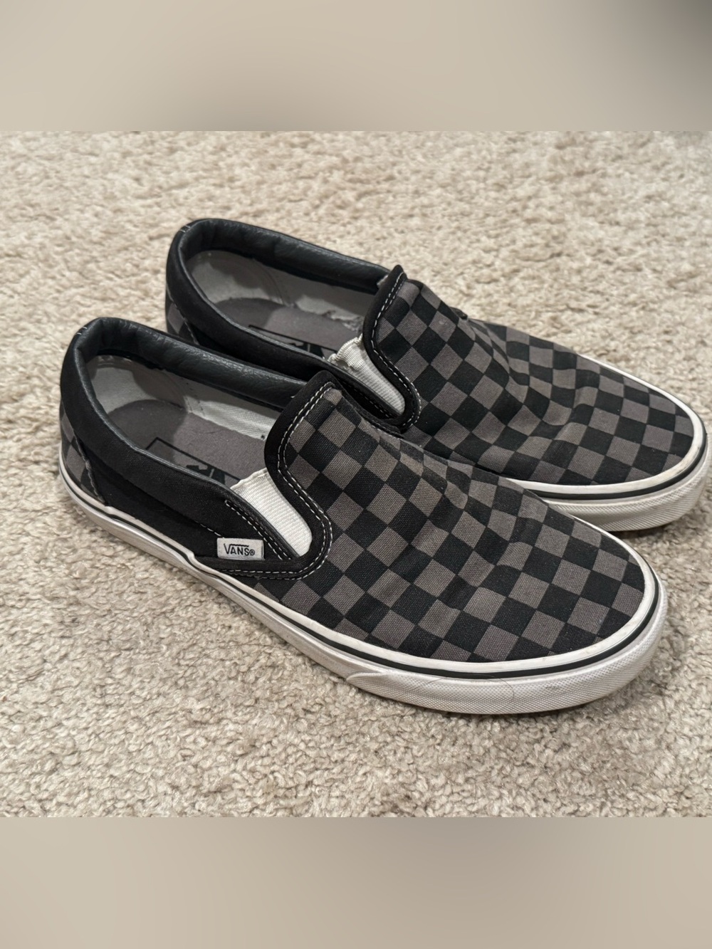 Vans Slip-On Checkerboard Loafers in Black and Gray